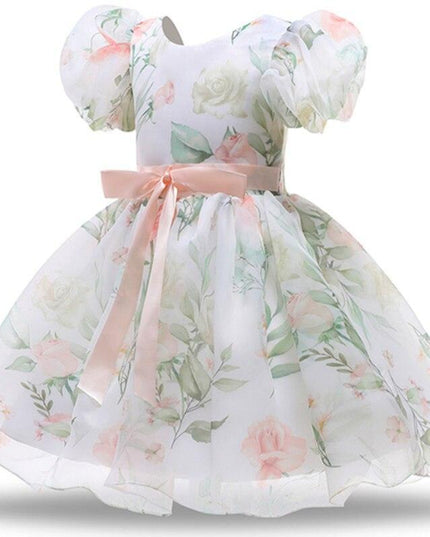 Charming Floral Bow-Back Dress for Young Royalty