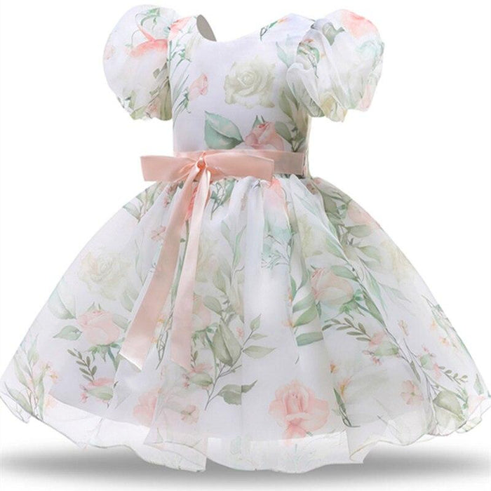 Enchanted Floral Bow Backless Dress for Little Princesses