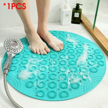 Non-Slip Round Shower Mat with Drainage Holes and Textured Design