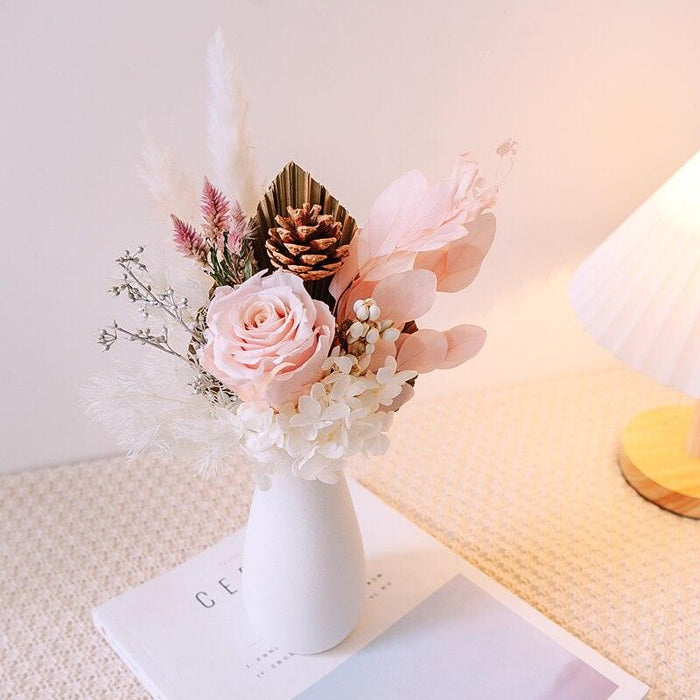 Eternal Hydrangea and Bunny Tail Dried Floral Arrangement