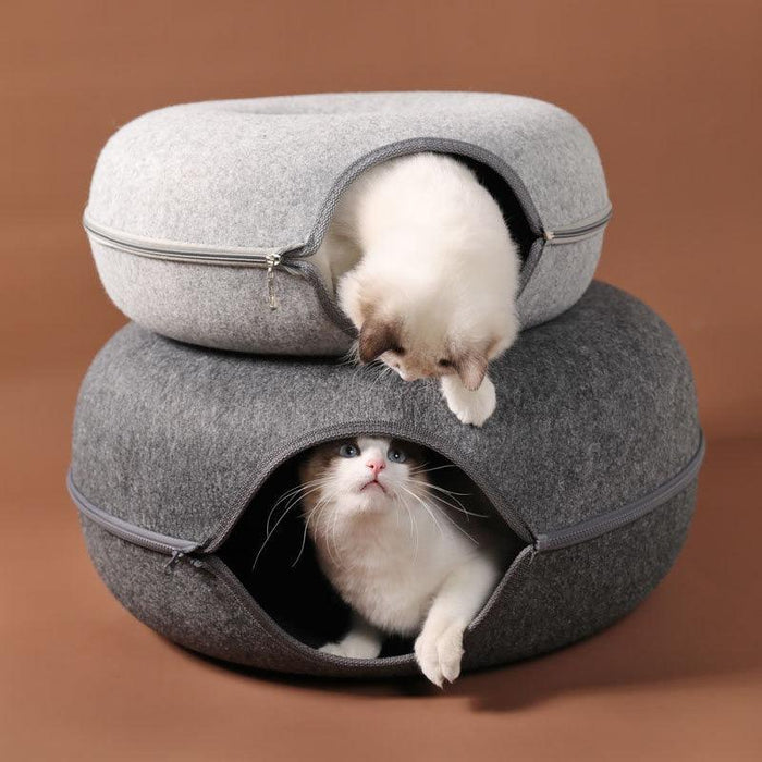 Dual Function Cat Tunnel Bed for Interactive Play and Training Toy