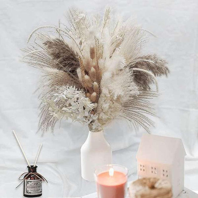 Natural Elegance: 80-Piece Dried Pampas Grass Arrangement for Effortless Home Styling
