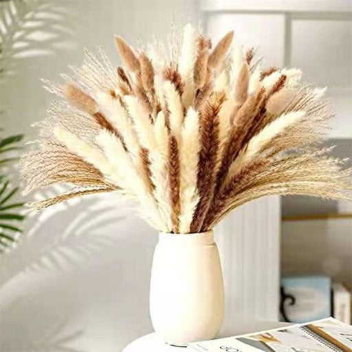 70-Piece Small Reed Rabbit Grass and Mixed Dried Flower Bundle - Perfect for Wedding, Party, and Home Decor