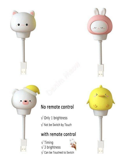 Enchanting Bunny LED Night Light with Cat Remote: Delightful Glow for Kids