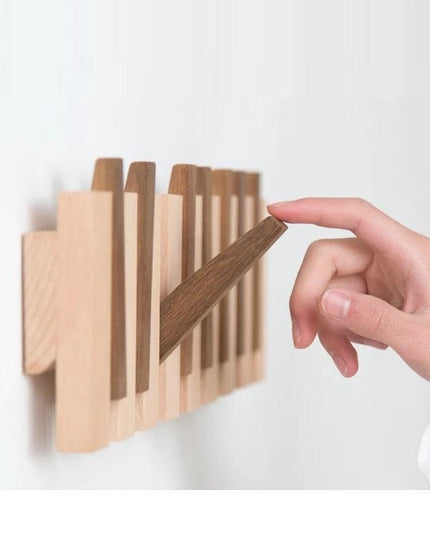 Elegant Beech Wood Wall-Mounted Coat Rack with Sandalwood Accents