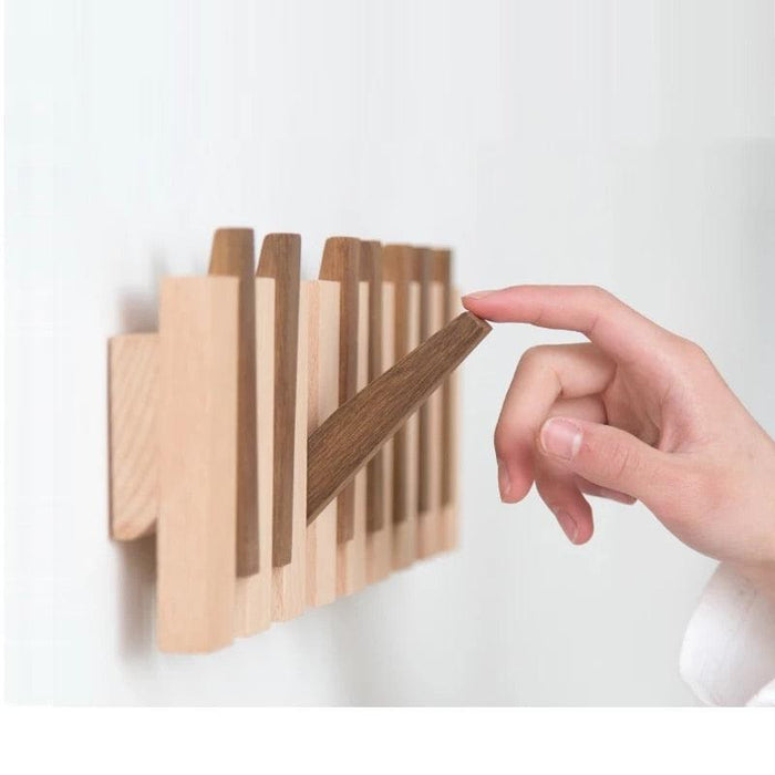 European Beech Wood Wall-Mounted Coat Hanger with Sandalwood Highlights