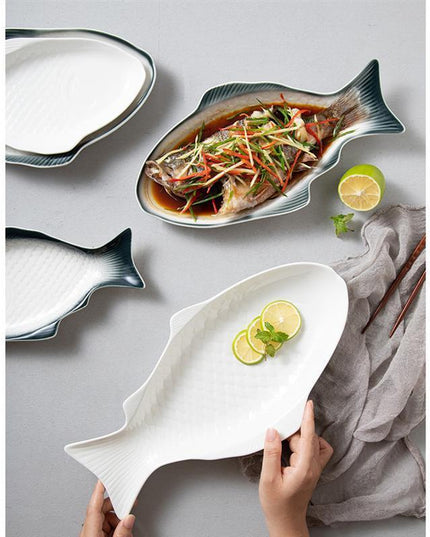 Elegant Fish-Shaped White Ceramic Dining Plate for Sophisticated Entertaining
