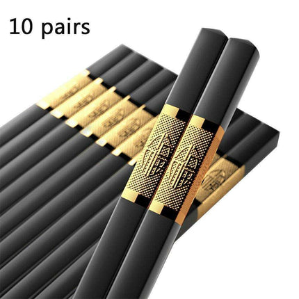 Premium Non-Slip Chopsticks Set - 10 Pairs for an Elevated Asian Dining Experience