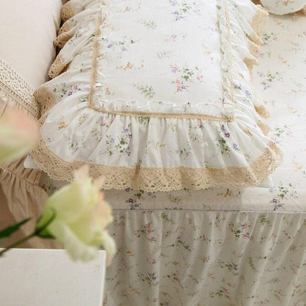 Elegant European Lace Ruffle Pillowcase - Classic White Luxury