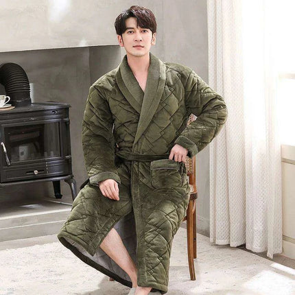 Men's Premium Quilted Flannel Kimono Robe - Ultimate Winter Comfort & Elegance