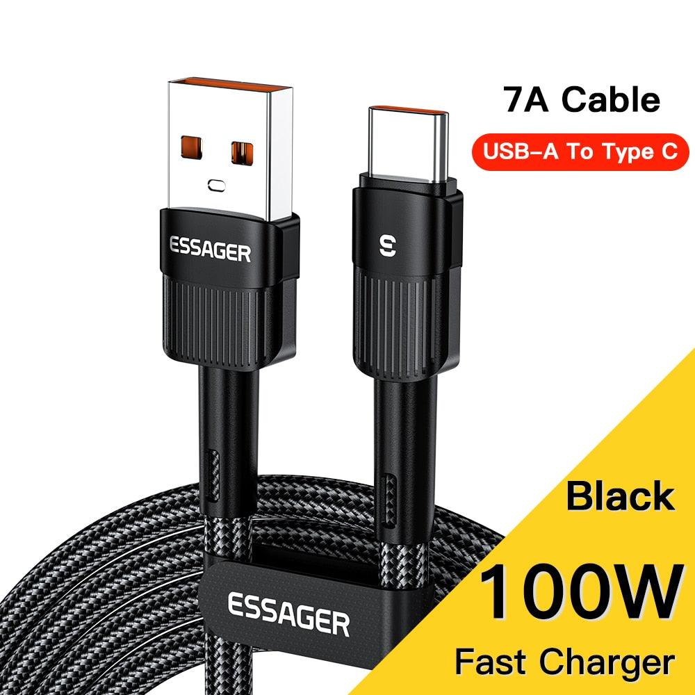 Essager 100W USB Type C To USB C Cable USB-C PD Fast Charging Charger Wire Cord For Macbook Samsung Xiaomi Type-C USBC Cable 3M-0-Très Elite-China-60W C To C Black-0.5M-Très Elite