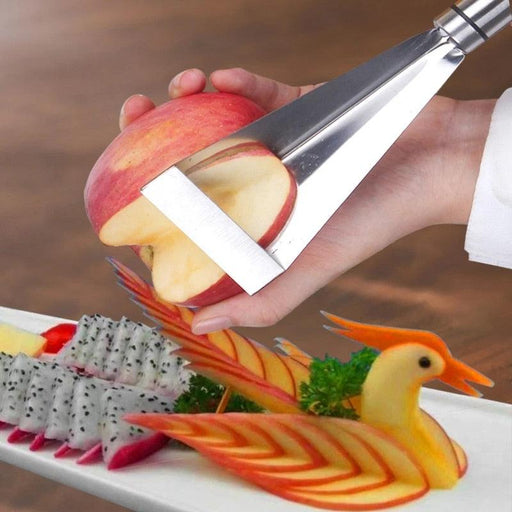 Stainless Steel Triangular Fruit Sculpting Knife with Engraving and Peeling Capabilities