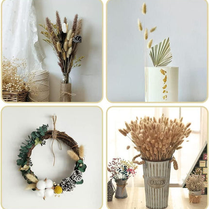 Boho Chic Dried Bunny Tail Floral Arrangement - Elegant Rustic Home Accent