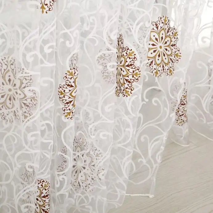 European Influence Khaki Striped Polyester Window Curtain for Stylish Home Decor