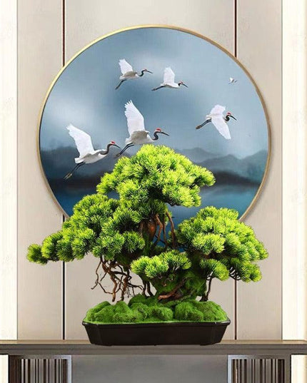 Tranquil Retreat Faux Pine Bonsai - Elegant Zen Decor Element