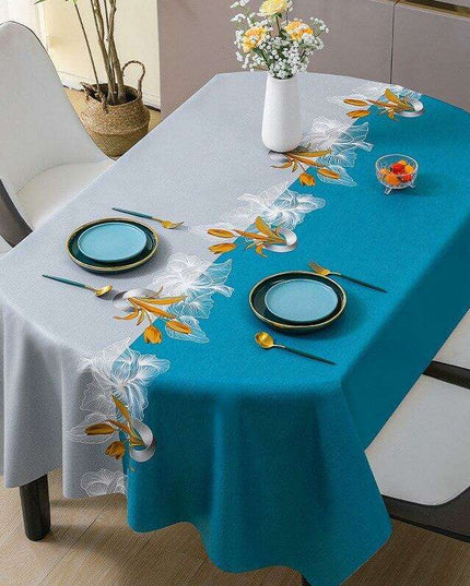 Luxurious Oval PVC Table Protector with Botanical Design: Elevate Your Dining Experience