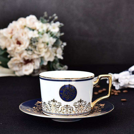 Elegant Gold-Accented Ceramic Tea and Coffee Cup Set