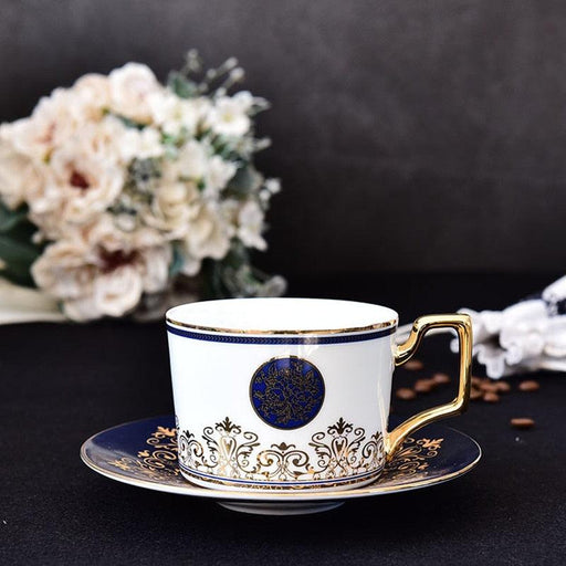 Opulent Gold-Handled Ceramic Tea and Coffee Cup Set