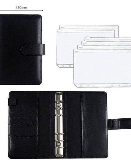 Elegant A6 Budget Planner Organizer with Customizable Loose-Leaf Pages and Secure Zippered Pockets - Stylish Financial Management Tool for Effortless Budgeting