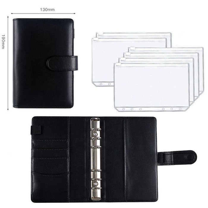 Efficient Organization A6 Vegan Leather Planner with Interchangeable Sheets and Zippered Pockets