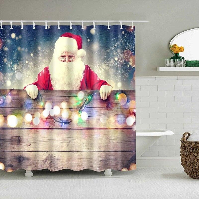 Festive Christmas Tree Bathroom Shower Curtain Ensemble