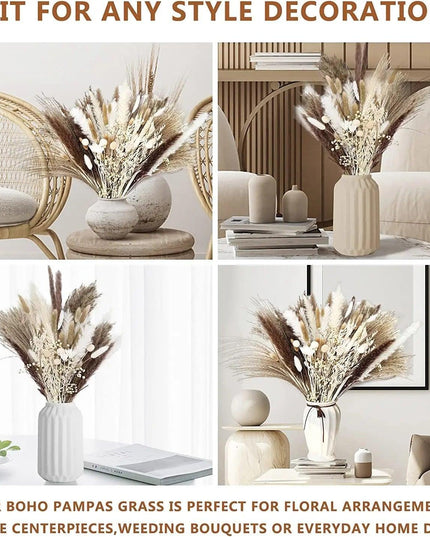 Luxurious 104-Piece Dried Pampas Grass Floral Arrangement for Chic Home and Event Decoration