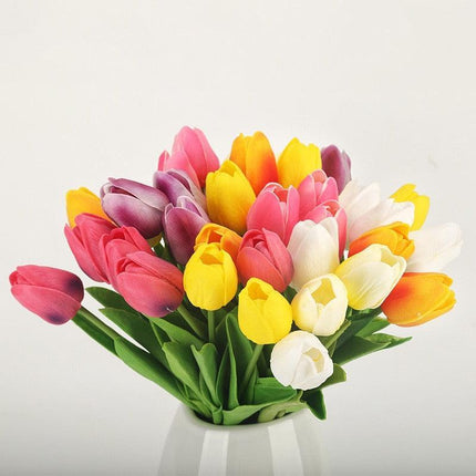 Elegant 10-Piece Lifelike Faux Tulip Bouquet - Real Touch Flower Set