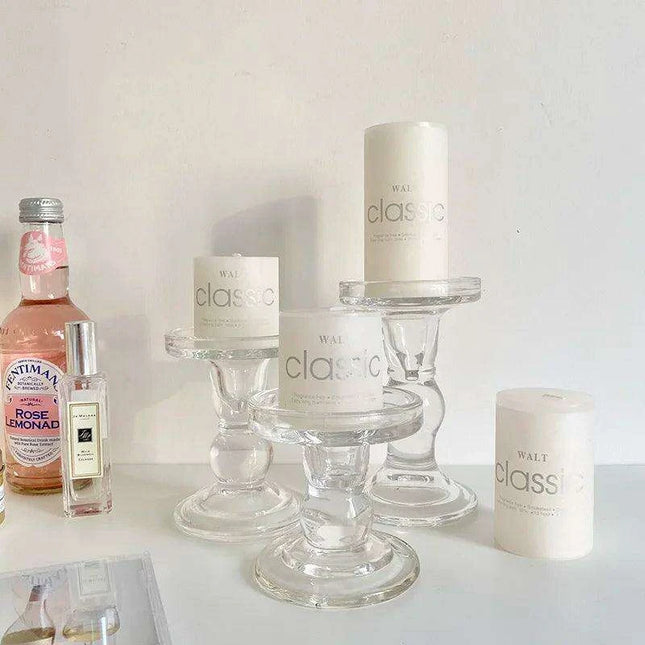 Artisan Handcrafted Nordic Glass Candle Holder Collection - Elegant Accents for Home & Special Occasions