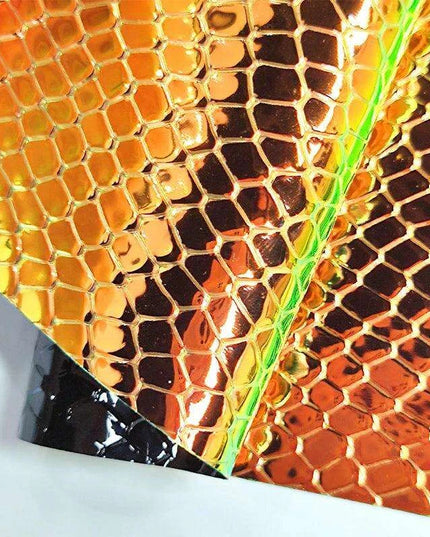 Iridescent Rainbow Snakeskin Holographic PVC Craft Fabric - Perfect for Artistic Creations