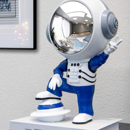 Galactic Guardian: Artisan Astronaut Sculpture - Unique Cosmic Decor for Modern Living Spaces