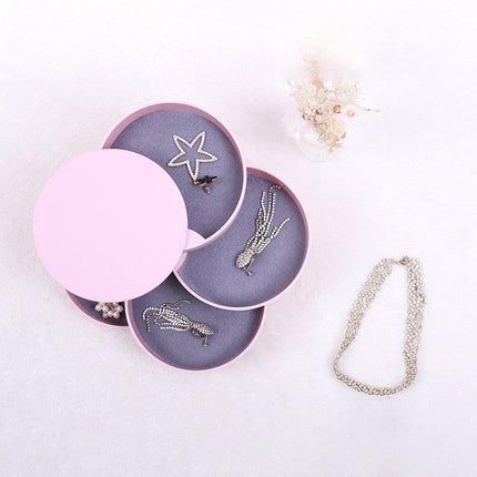 Chic European Jewelry Organizer with Rotating Mirror and Multi-Tiered Storage