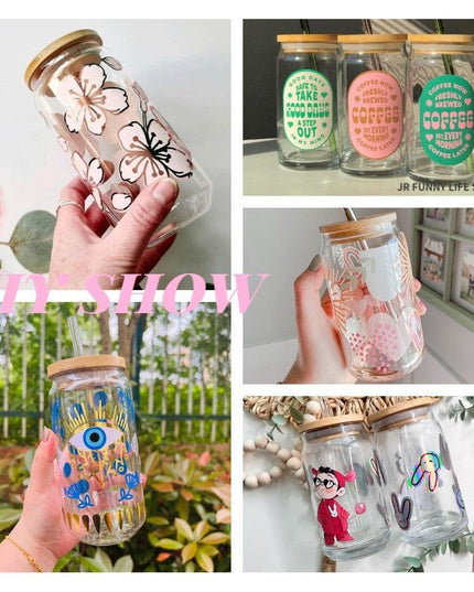 Elegant Can-Shaped Glass Tumbler Set - 4 Premium Cups for Luxurious Beverage Experiences