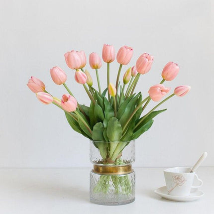 Lifelike Real Touch Tulip Bouquet - Set of 5 Soft Silicone Flowers for Elegant Home and Wedding Decor