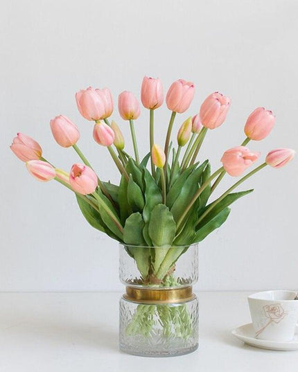 Lifelike Real Touch Tulip Bouquet - Set of 5 Soft Silicone Flowers for Elegant Home and Wedding Decor
