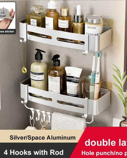 Aluminum Corner Shelf Rack with Versatile Dual Installation Options