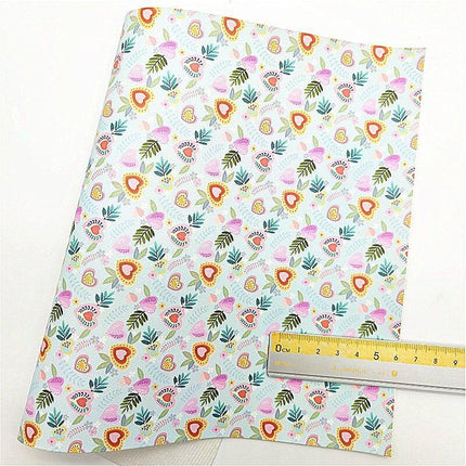 Iridescent Faux Leather Crafting Sheet with Sparkling Stars and Hearts Design - 21x29CM