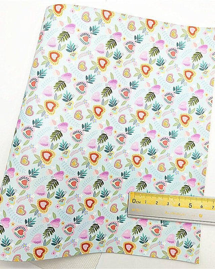 Iridescent Faux Leather Crafting Sheet with Sparkling Stars and Hearts Design - 21x29CM