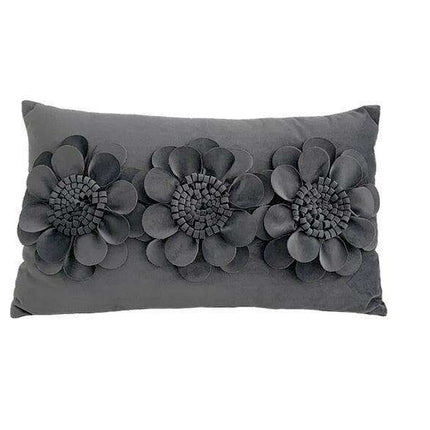 Pink and White Floral Velvet Tufted Throw Pillow Set with Fringe Trimming