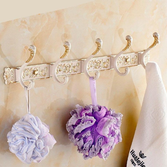 Opulent Botanical Brass Towel Holder with Wall-Mounted Design