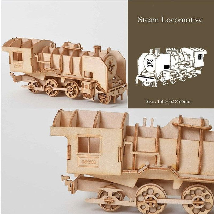 Laser Cut 3D Wooden Puzzle Toy Kits for Creative Minds - Sailing Ship, Train, and Airplane Models