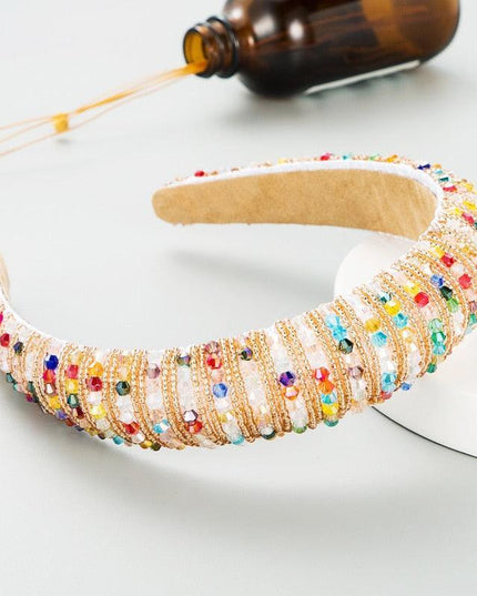 Opulent Floral Rhinestone Hairband - Elegant Botanical Headpiece for Discerning Women