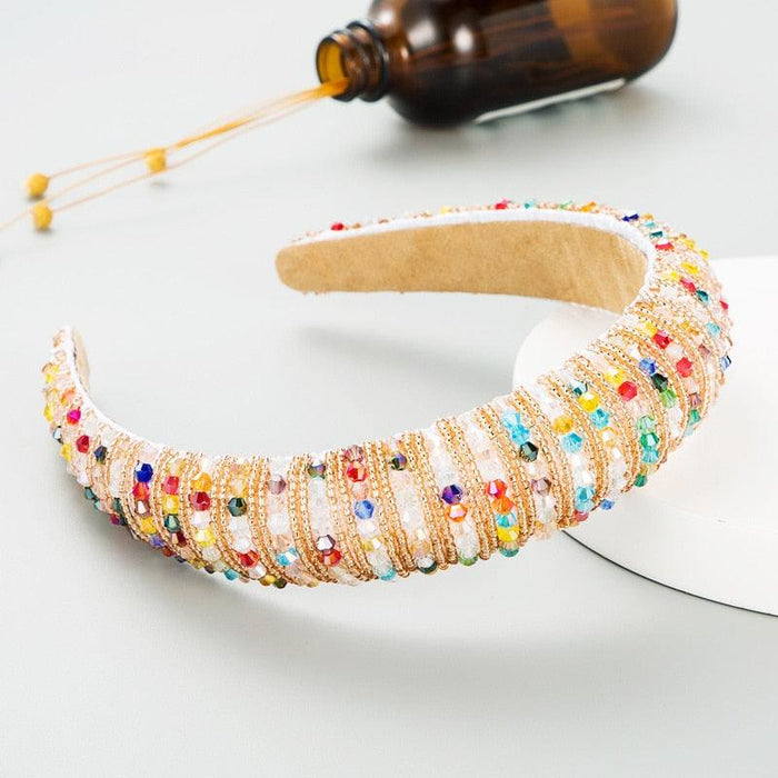 Opulent Botanica Baroque Crystal-Embellished Headband with Floral Glass Accents