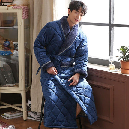 Men's Luxury Terry Plaid Winter Robe - Botanica Collection
