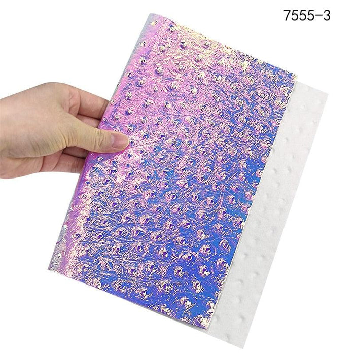 Holographic Snake Skin Embossed PU Leather Crafting Fabric