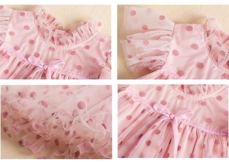 Pink Polka Dot Toddler Dress for Special Occasions - Ideal for Festive Gatherings and Memorable Moments