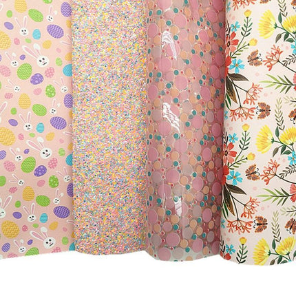 Sparkling Easter Faux Leather Crafting Sheets - Assorted Glitter in Pink, Yellow, and Mint
