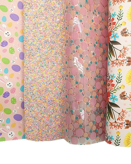 Sparkling Easter Faux Leather Crafting Sheets - Assorted Glitter in Pink, Yellow, and Mint