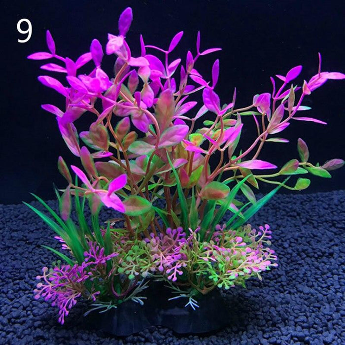 Artificial Aquarium Decor Plants - 12 Kinds Water Weeds Ornament Aquatic Plant Fish Tank Grass Decoration Accessories (14cm)