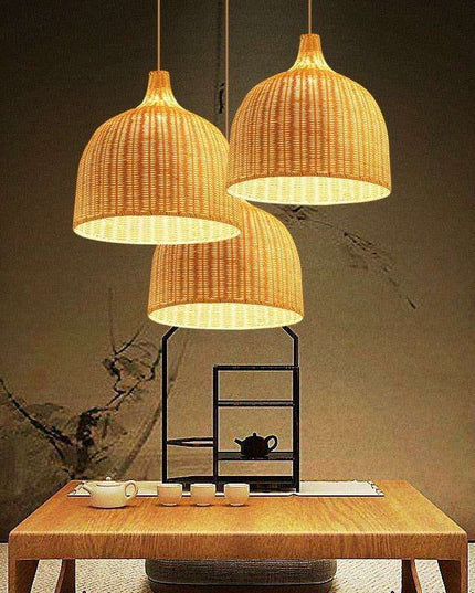 Sustainable Bamboo Chandelier Pendant Light - Stylish Illumination for Dining Areas