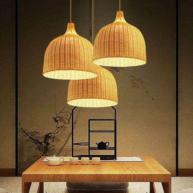 Sustainable Bamboo Chandelier Pendant Light - Stylish Illumination for Dining Areas